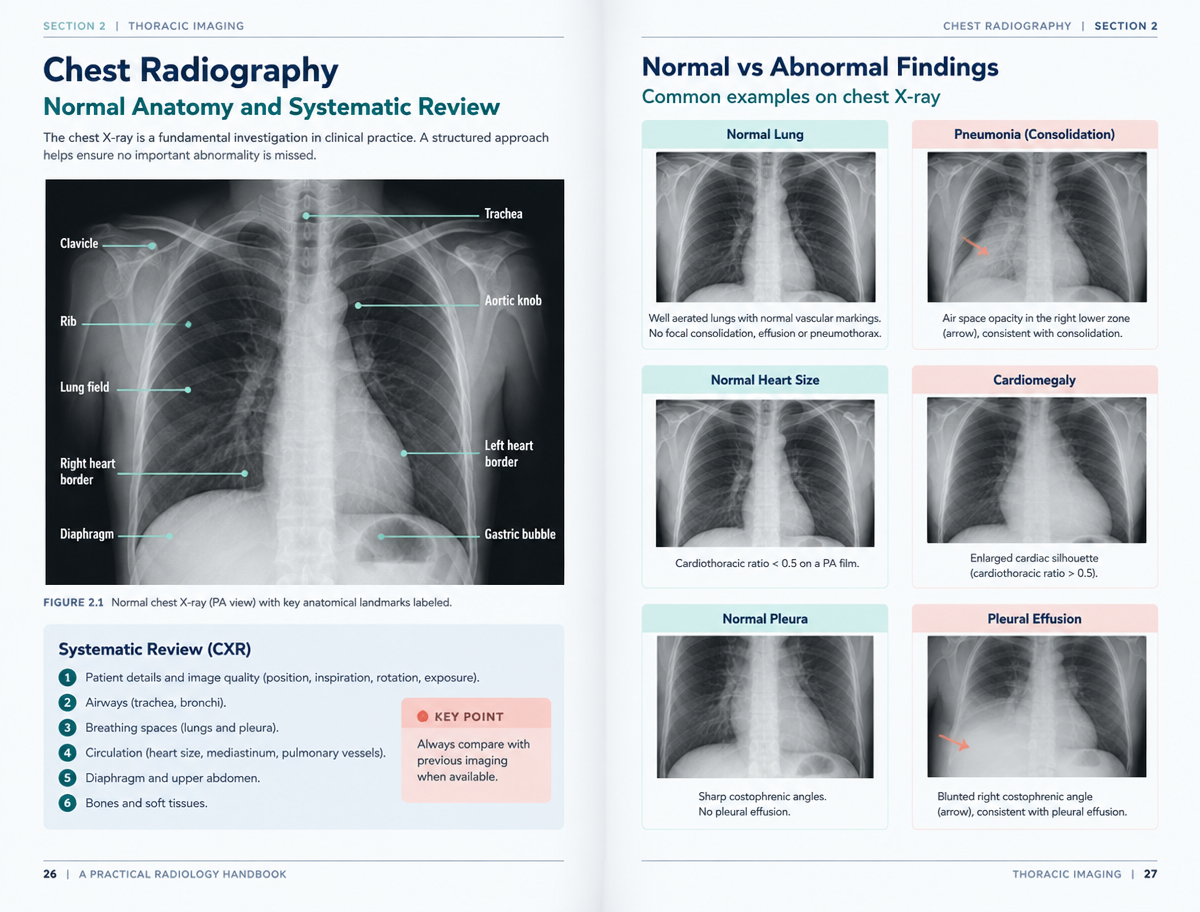 Chest radiography — normal vs abnormal